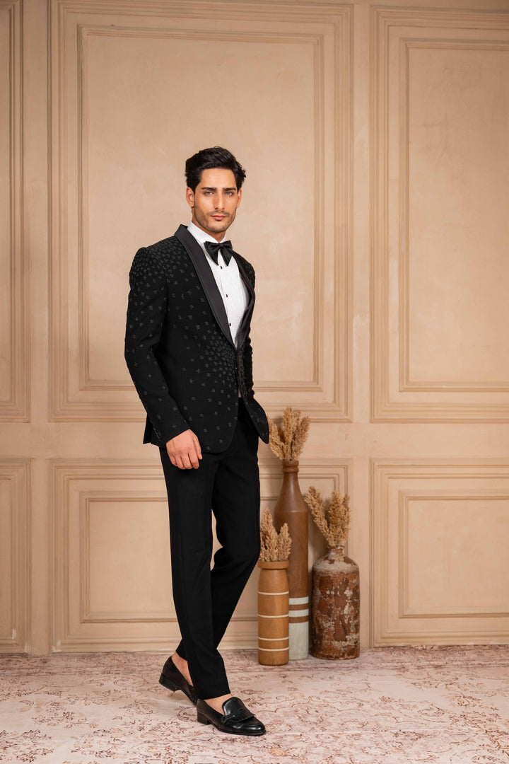 a black tuxedo