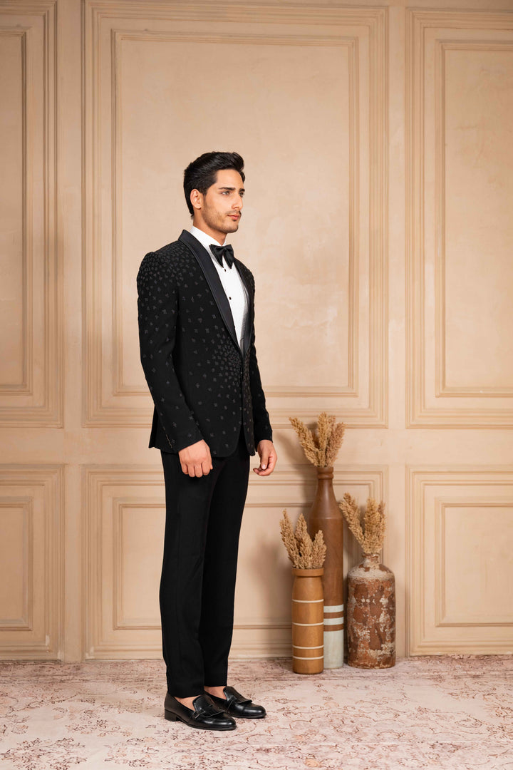 a black tuxedo