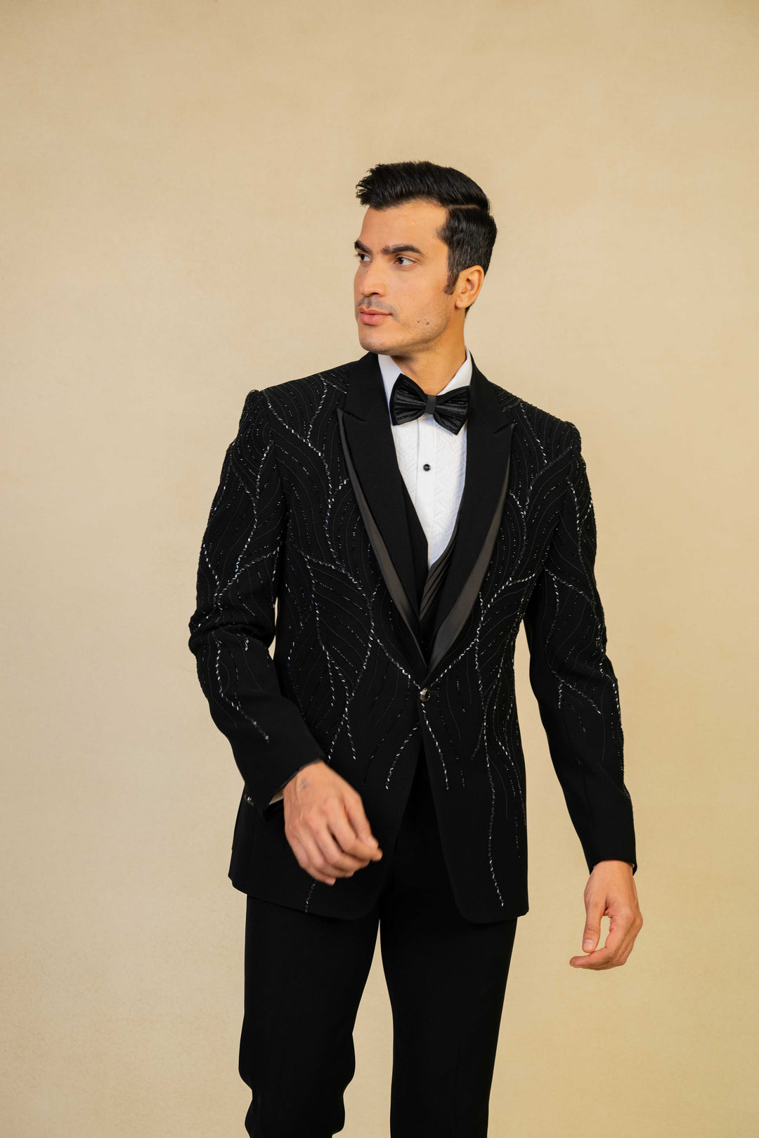 a black tuxedo with hand embroidery – Image 13