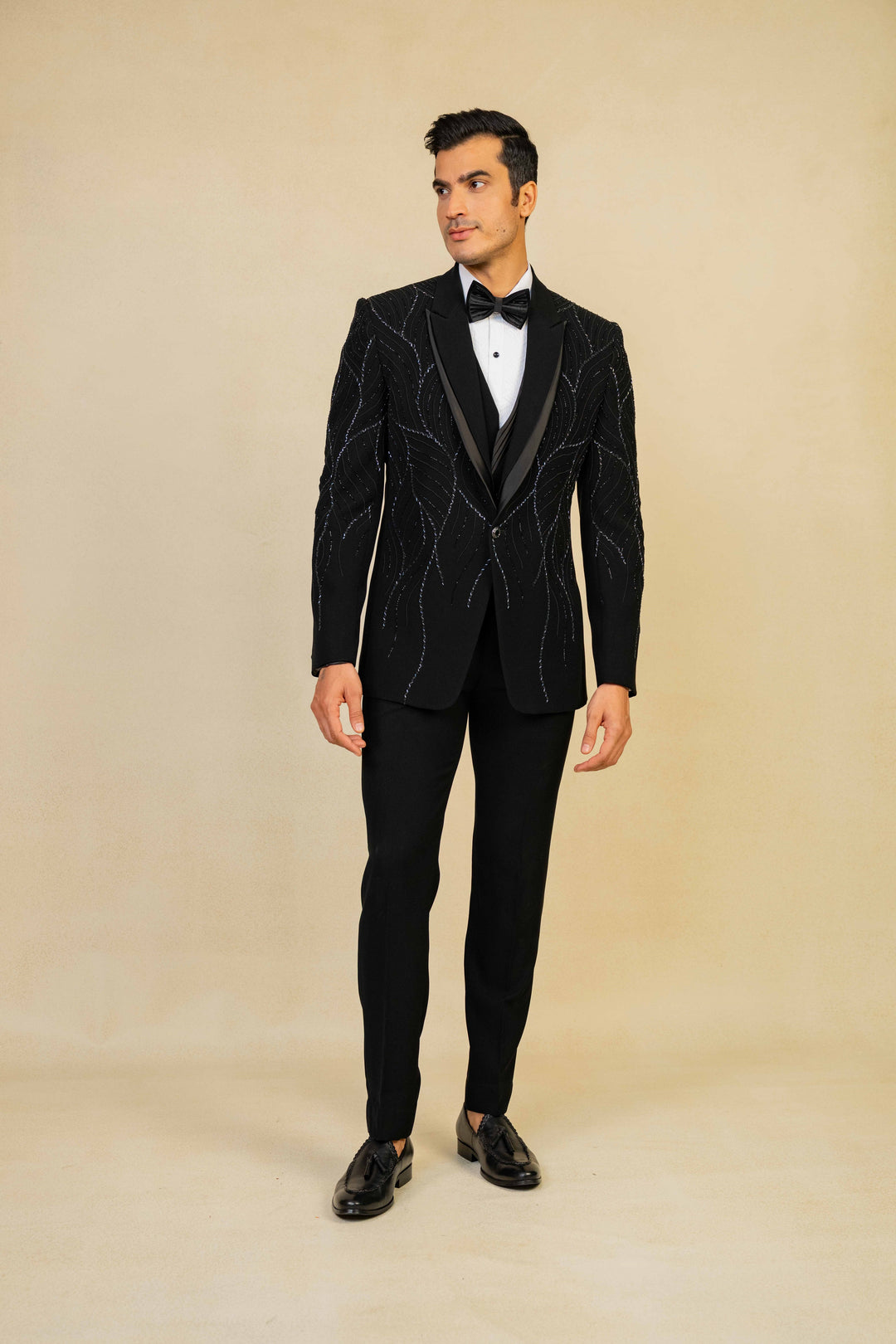 a black tuxedo with hand embroidery – Image 11