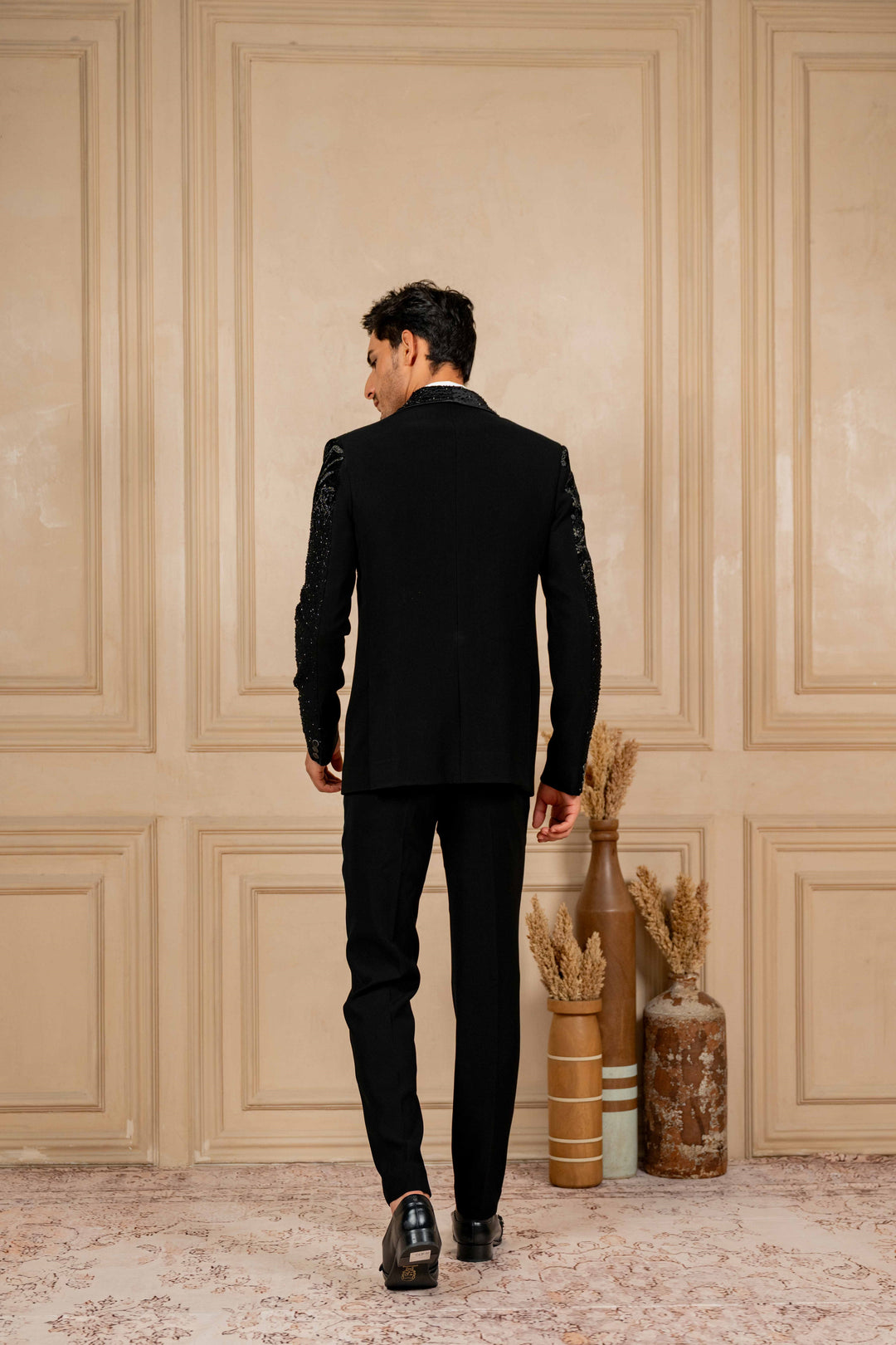 black tuxedo with hand embroidery – Image 9
