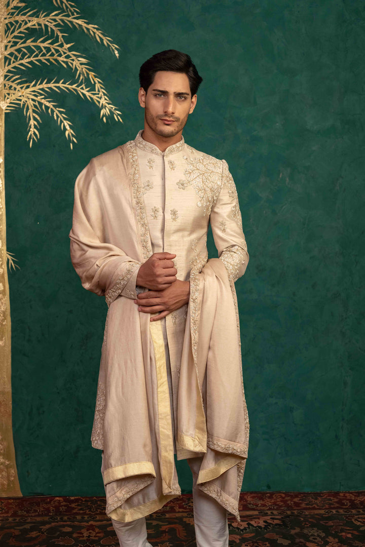 champagne gold sherwani