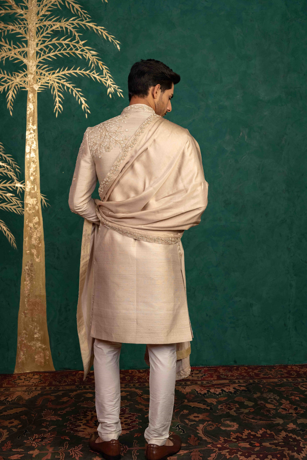 champagne gold sherwani