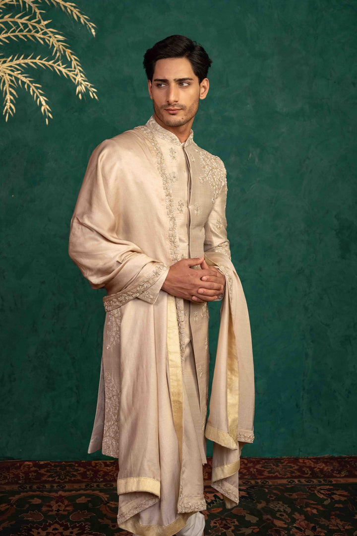 champagne gold sherwani