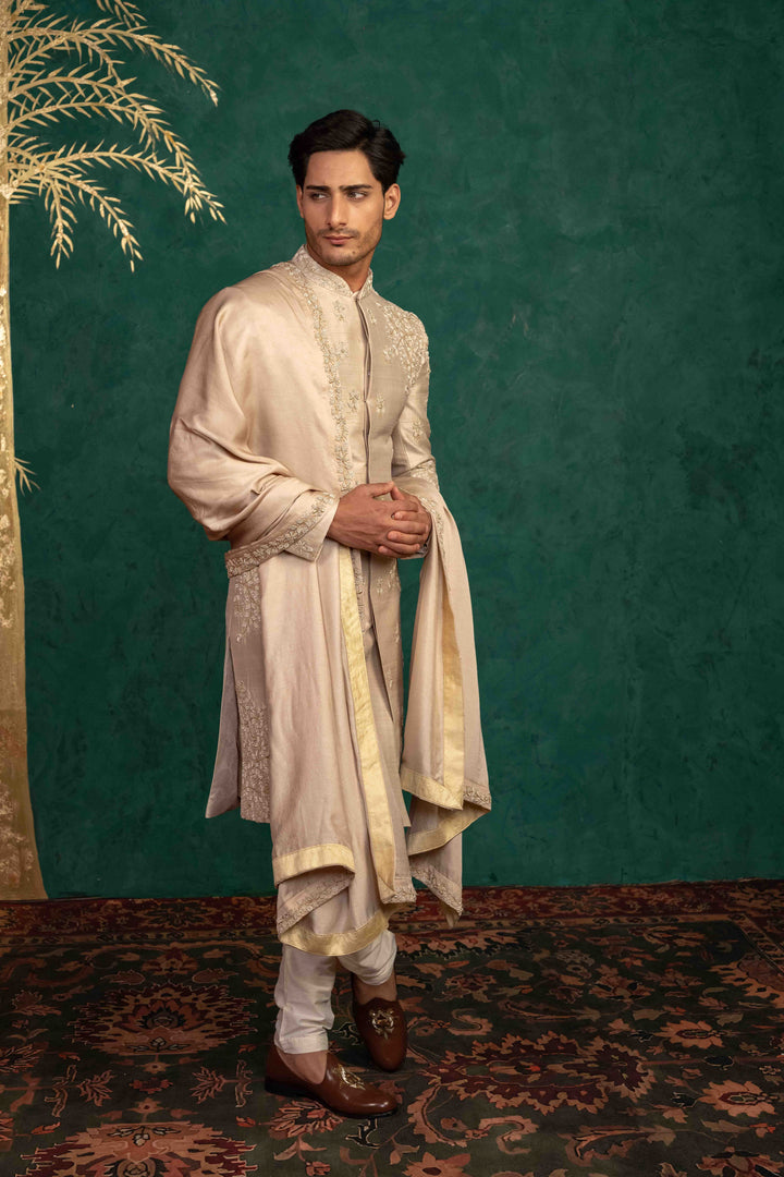 champagne gold sherwani