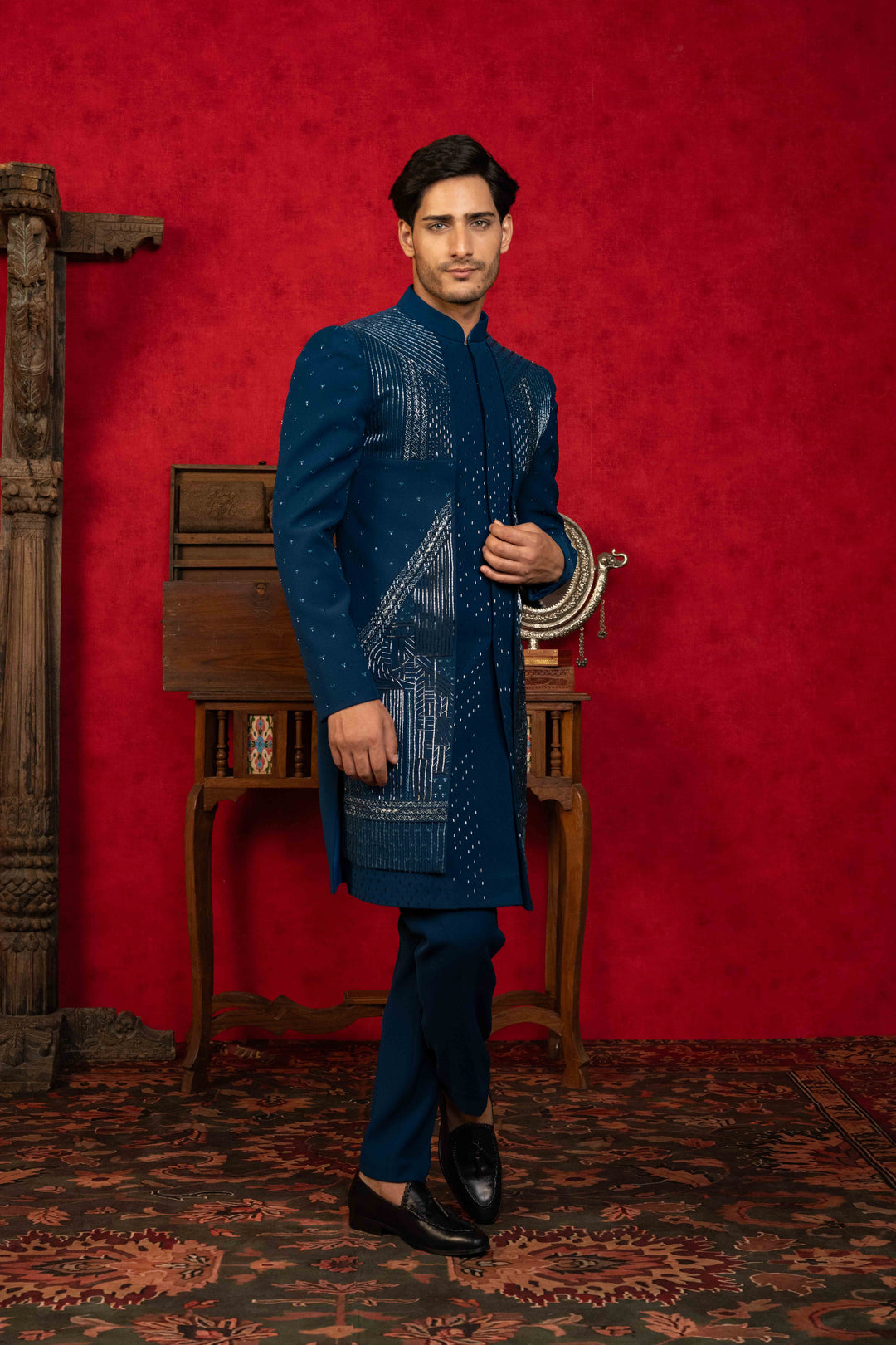 deep sea blue indo-western set – Image 5