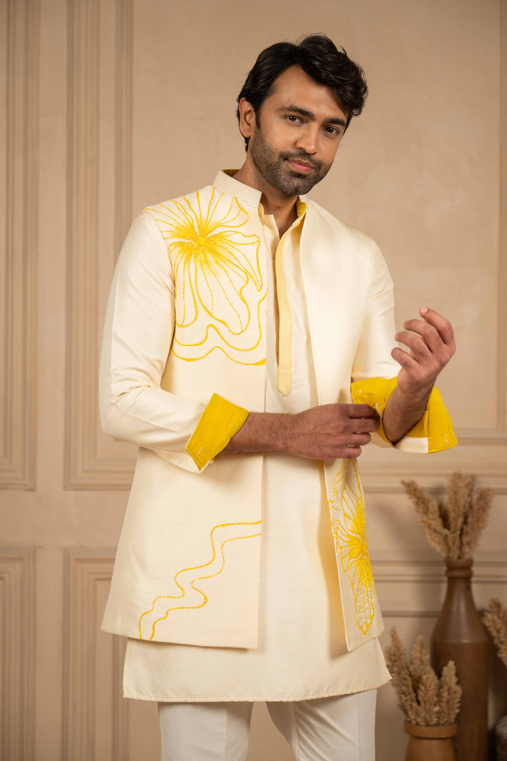 dune white koti - kurta set