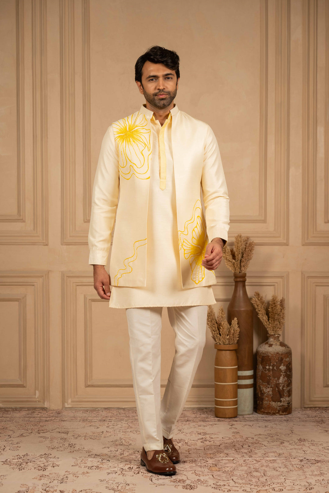 dune white koti - kurta set
