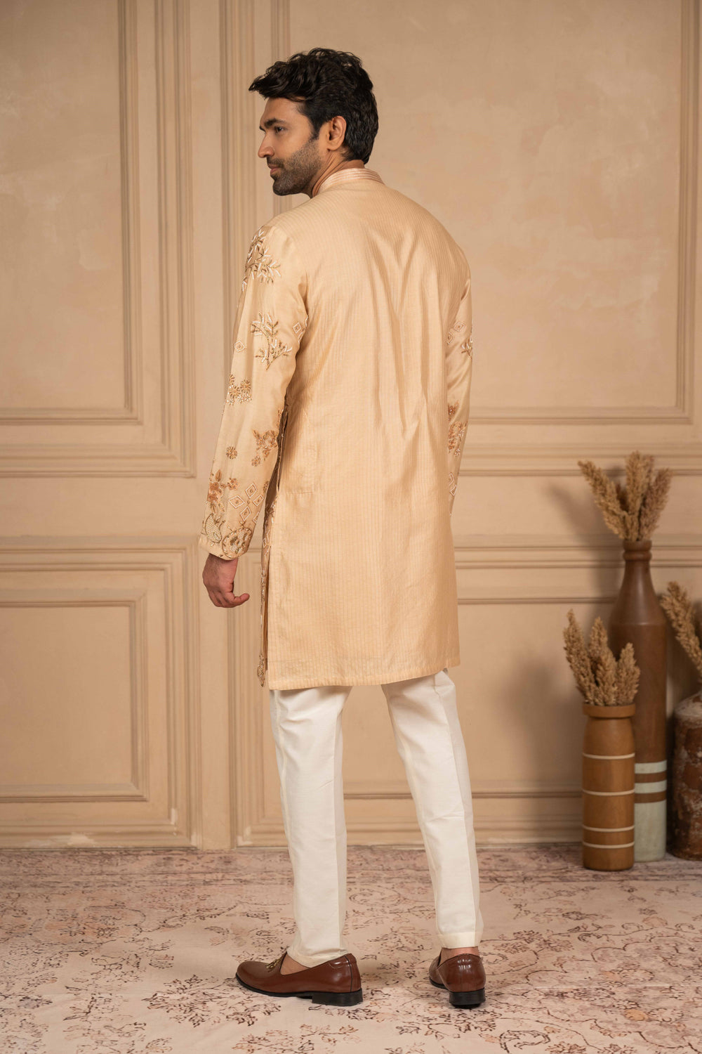 dusty peach embroidered kurta