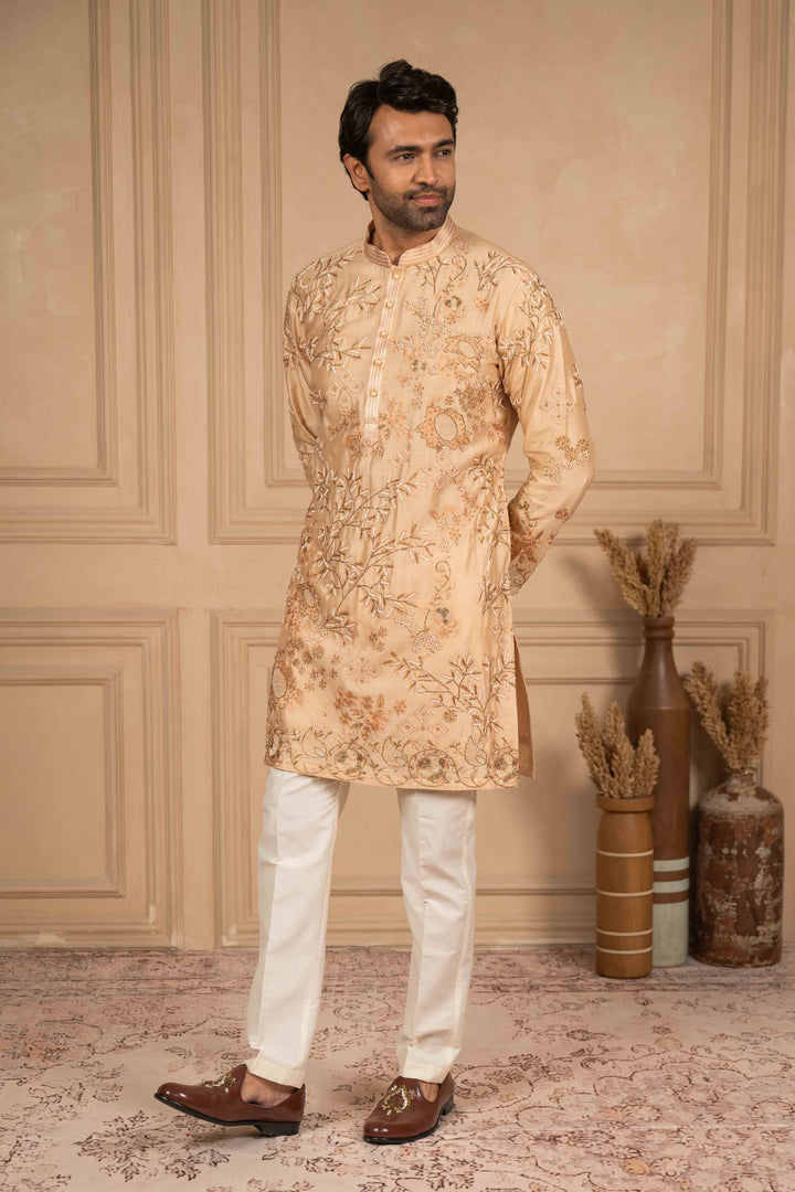 dusty peach embroidered kurta
