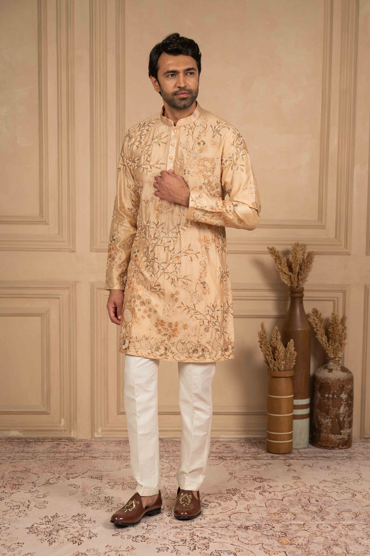 dusty peach embroidered kurta