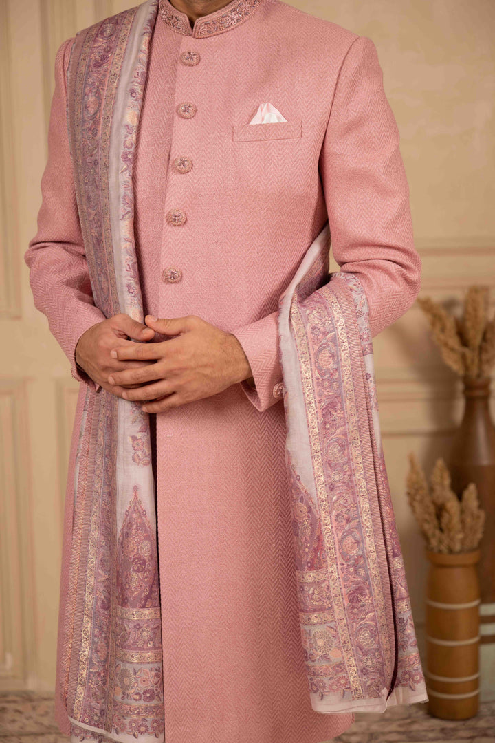 dusty rose nawabi set with dupatta
