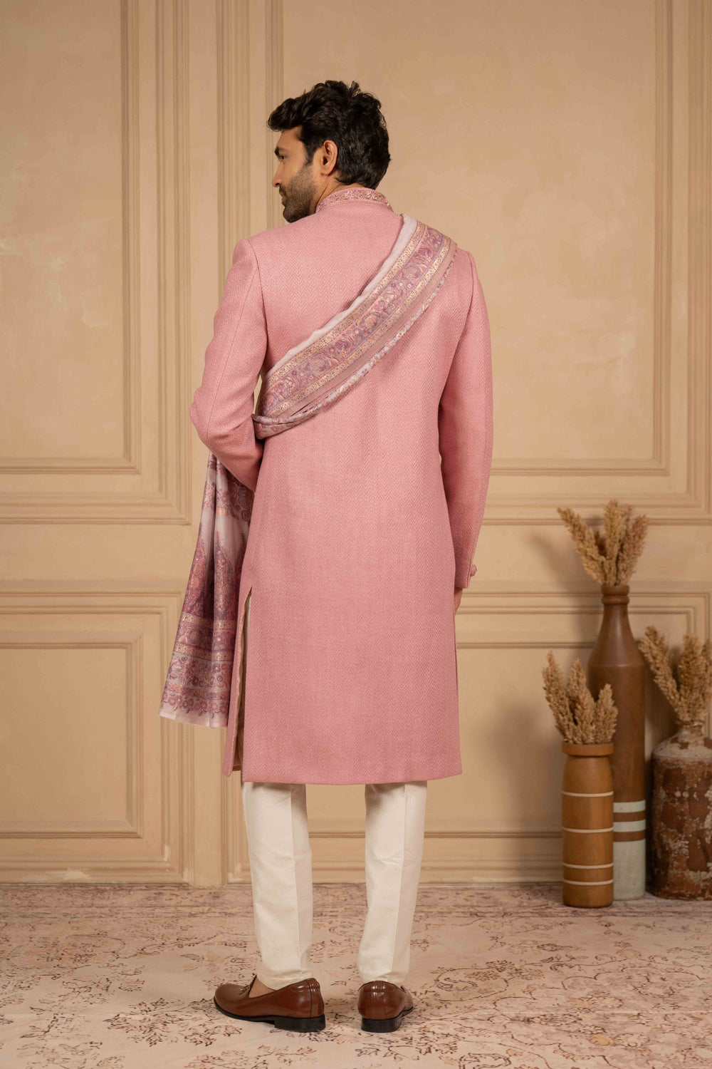 dusty rose nawabi set with dupatta
