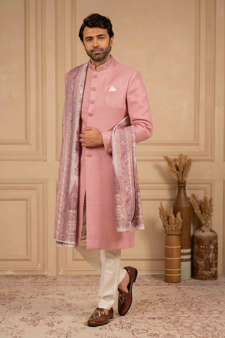dusty rose nawabi set with dupatta