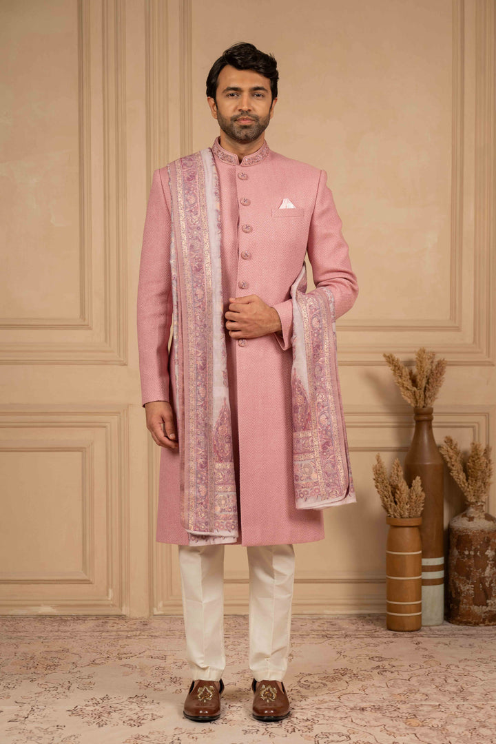 dusty rose nawabi set with dupatta