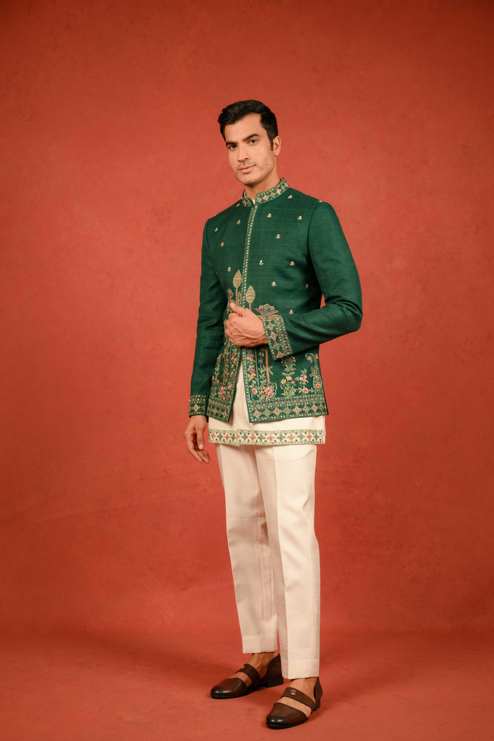 emerald green jodhpuri set
