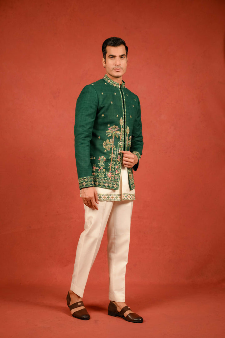 emerald green jodhpuri set