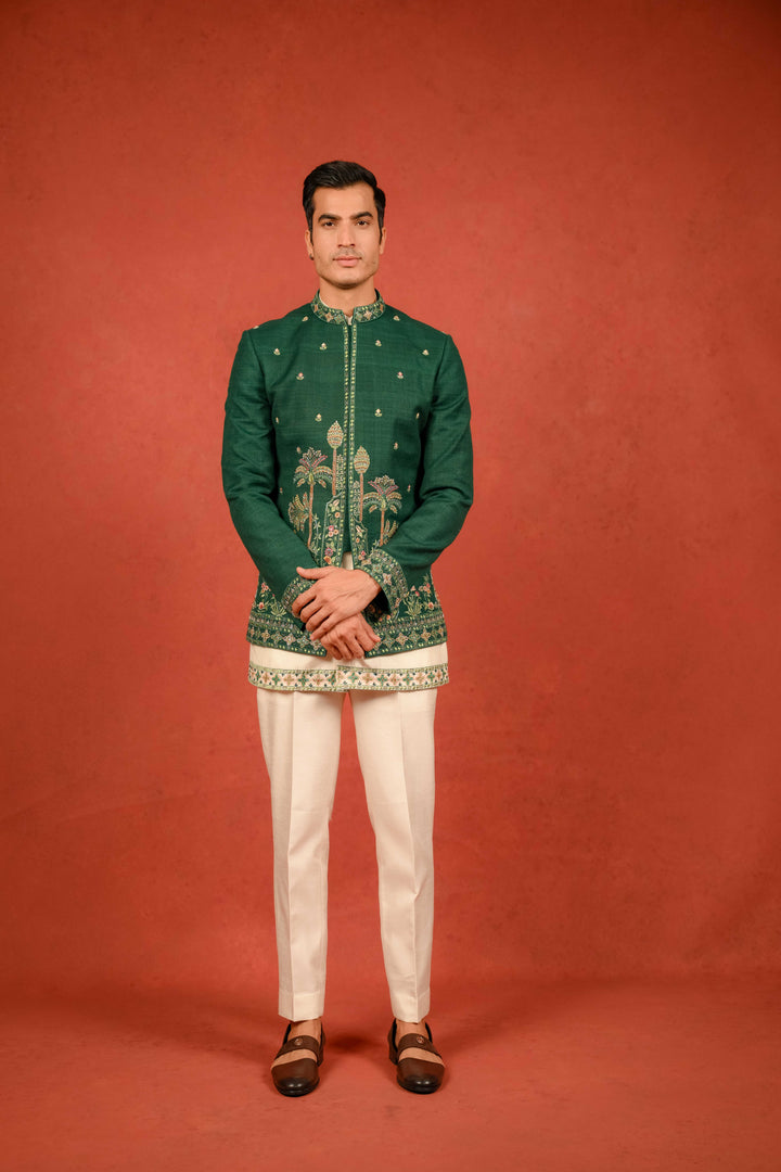 emerald green jodhpuri set