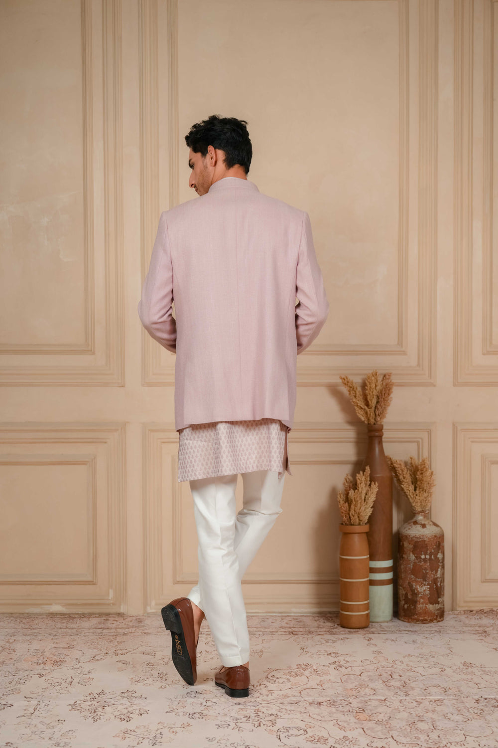 lilac jodhpuri kurta hand embroidered set