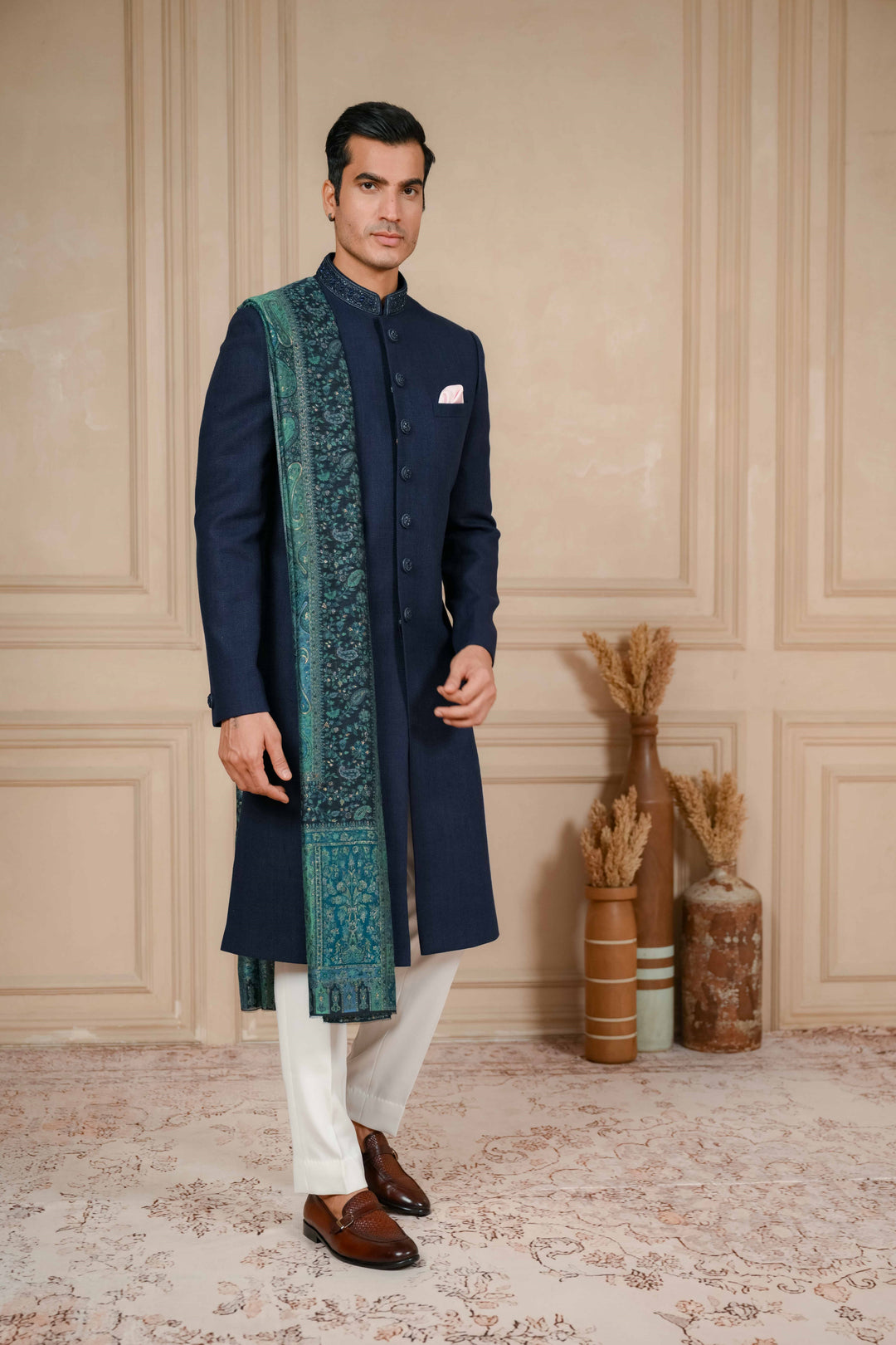 midnight blue classic nawabi with dupatta – Image 3