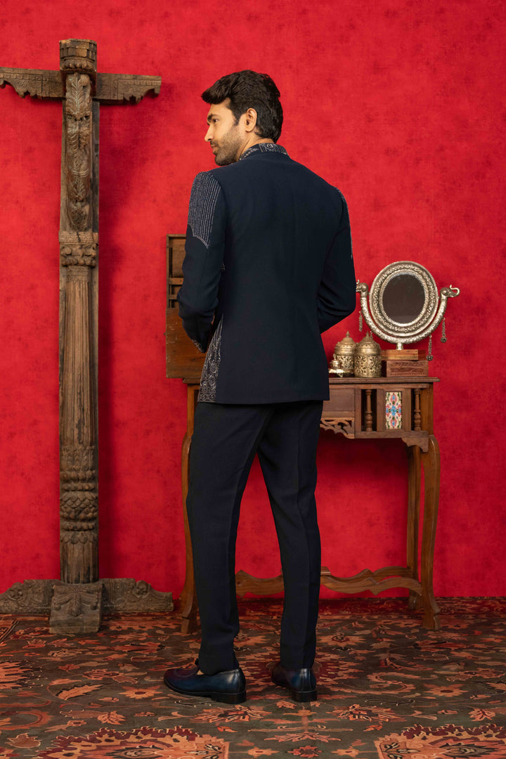 navy blue jodhpuri set