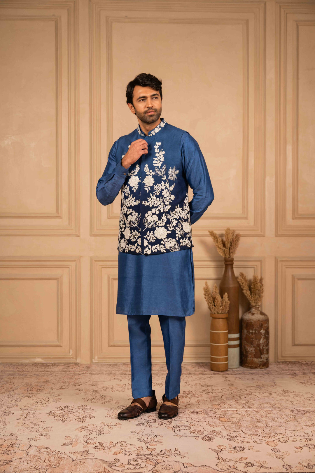 ombre floral embroidered jacket set – Image 8