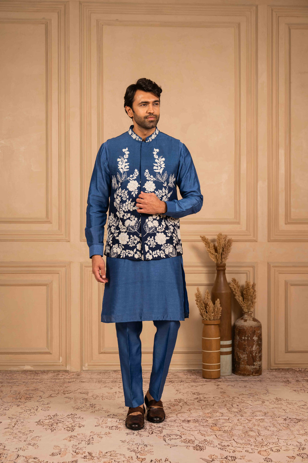 ombre floral embroidered jacket set – Image 5