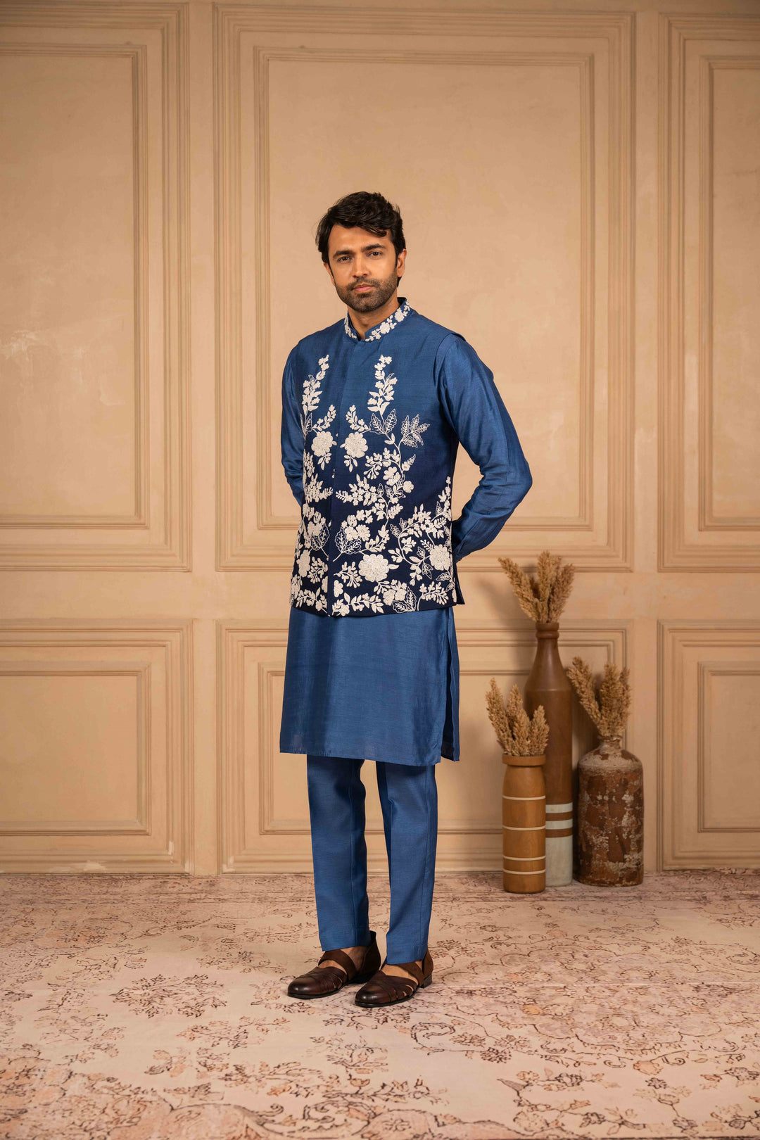 ombre floral embroidered jacket set – Image 4