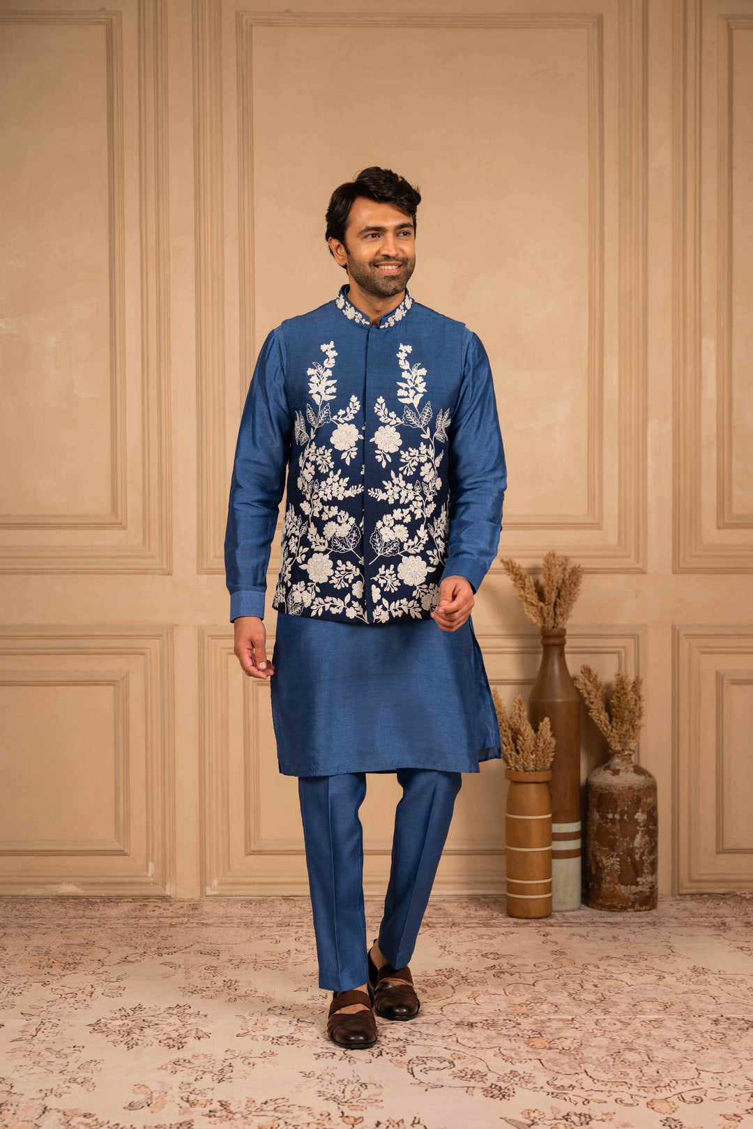 ombre floral embroidered jacket set – Image 3