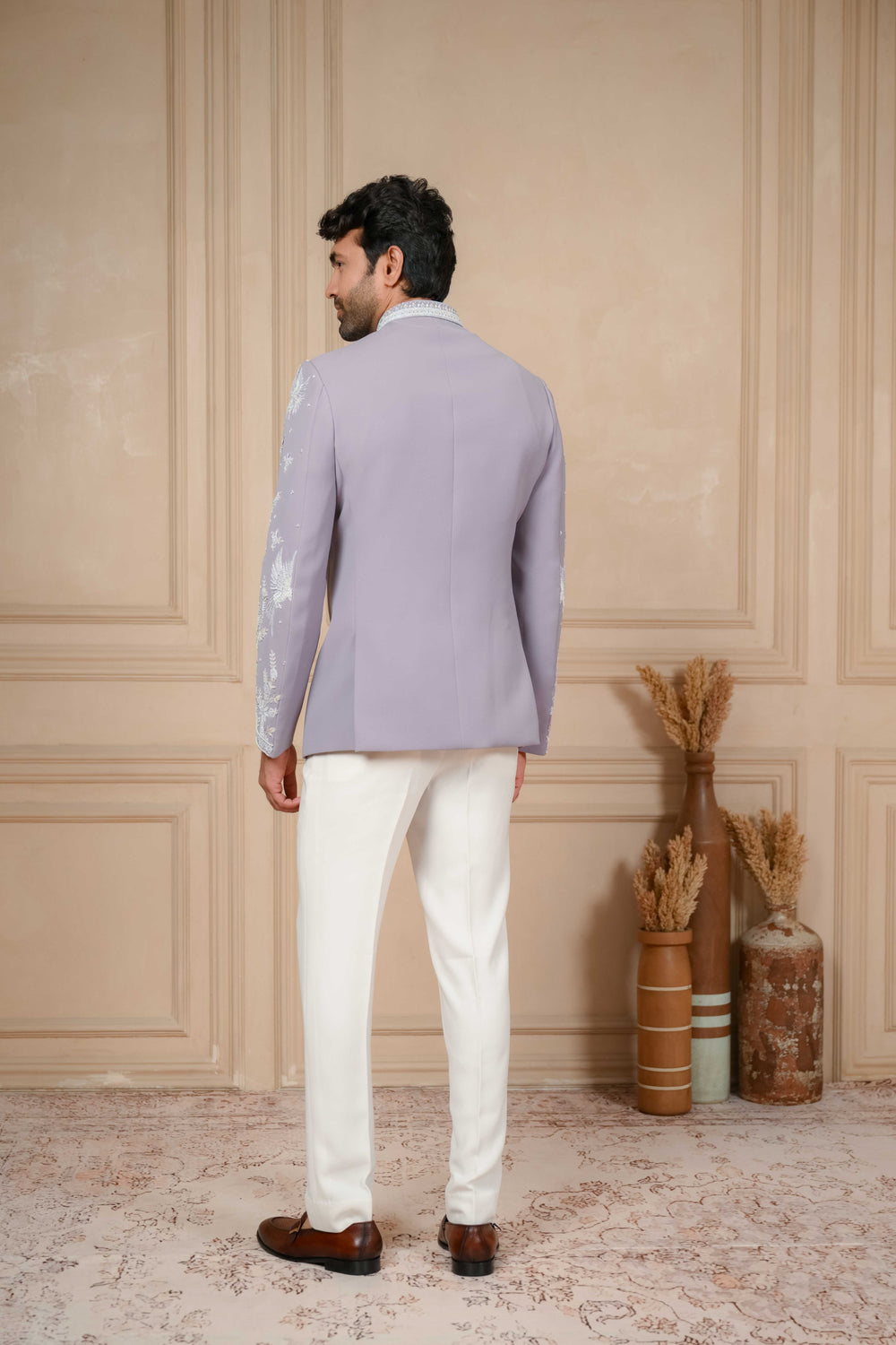 periwinkle jodhpuri with hand embroidery