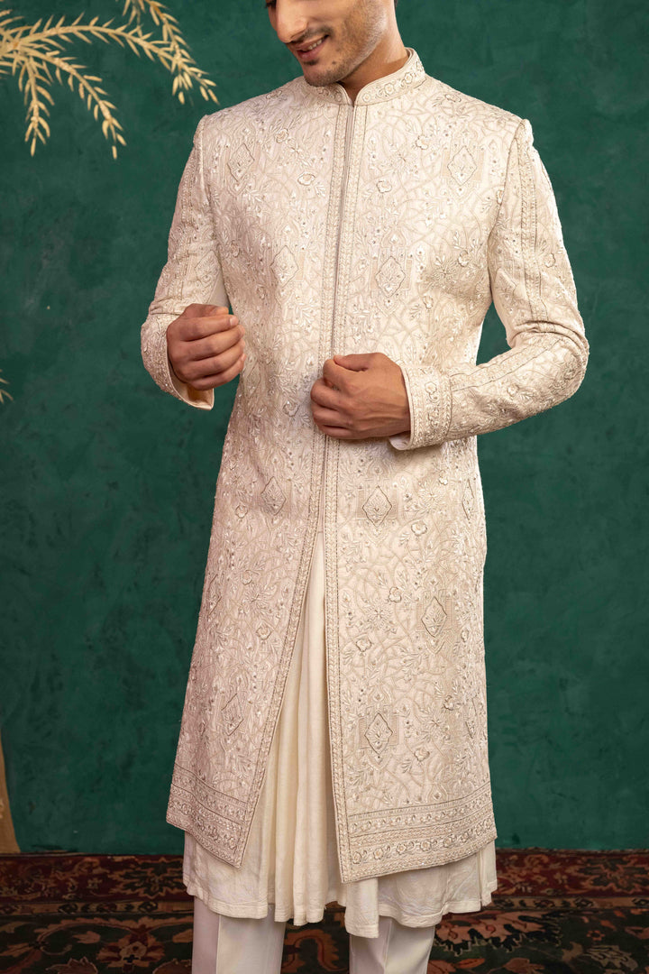 powder pink sherwani set
