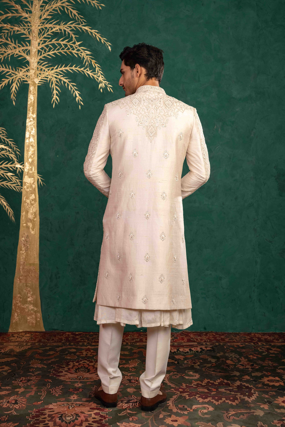 powder pink sherwani set