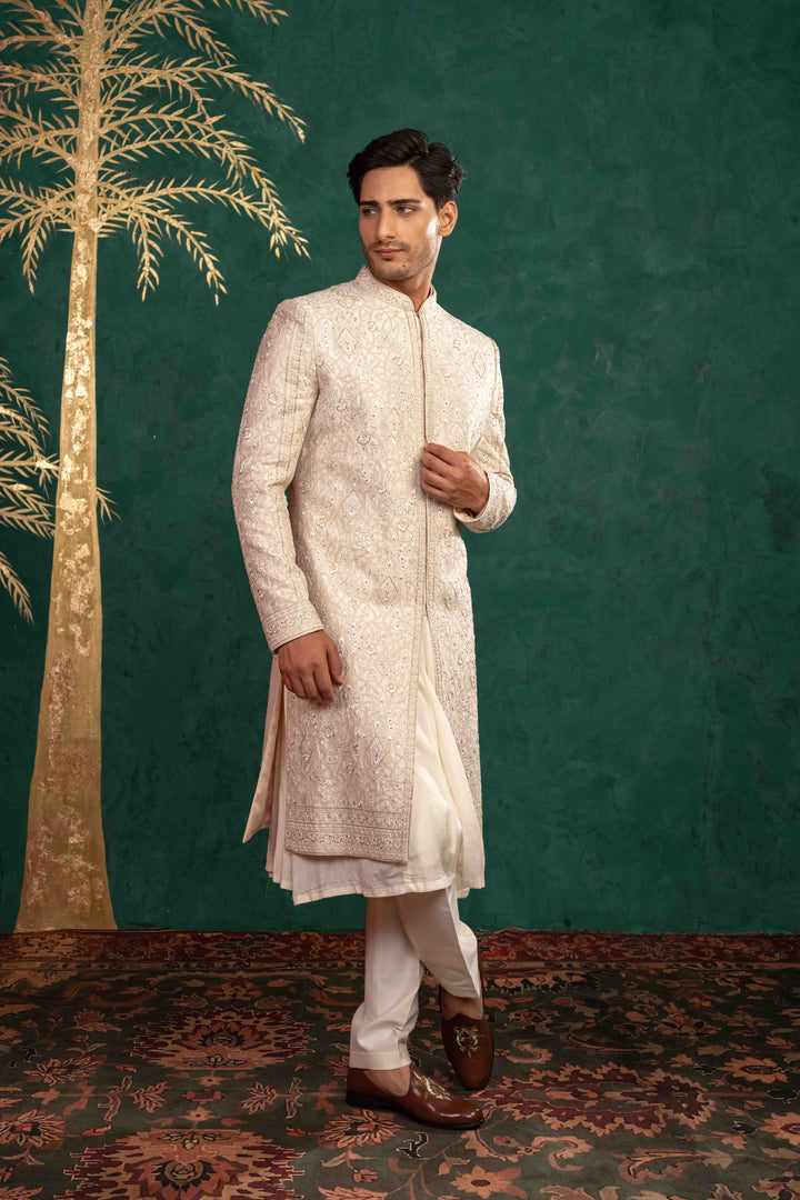 powder pink sherwani set