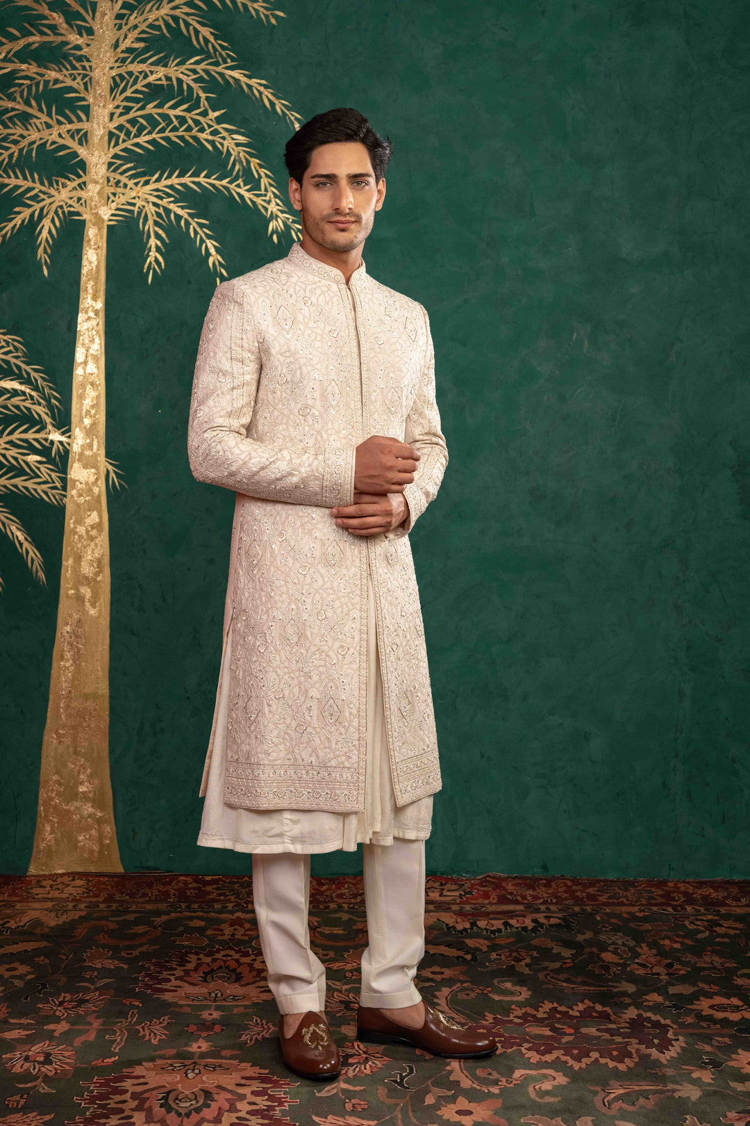 powder pink sherwani set – Image 15