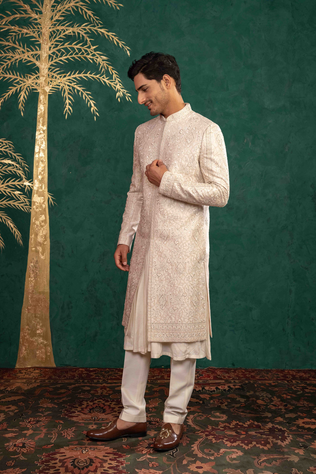 powder pink sherwani set – Image 12