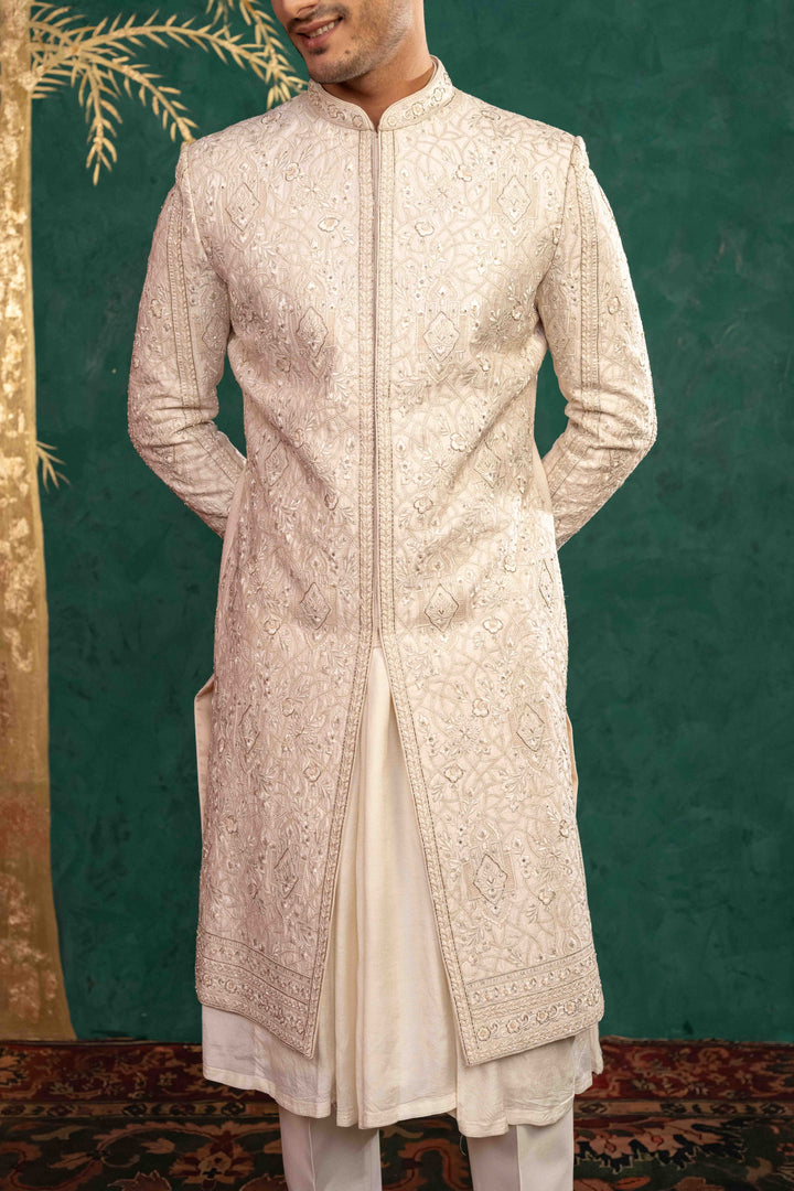 powder pink sherwani set