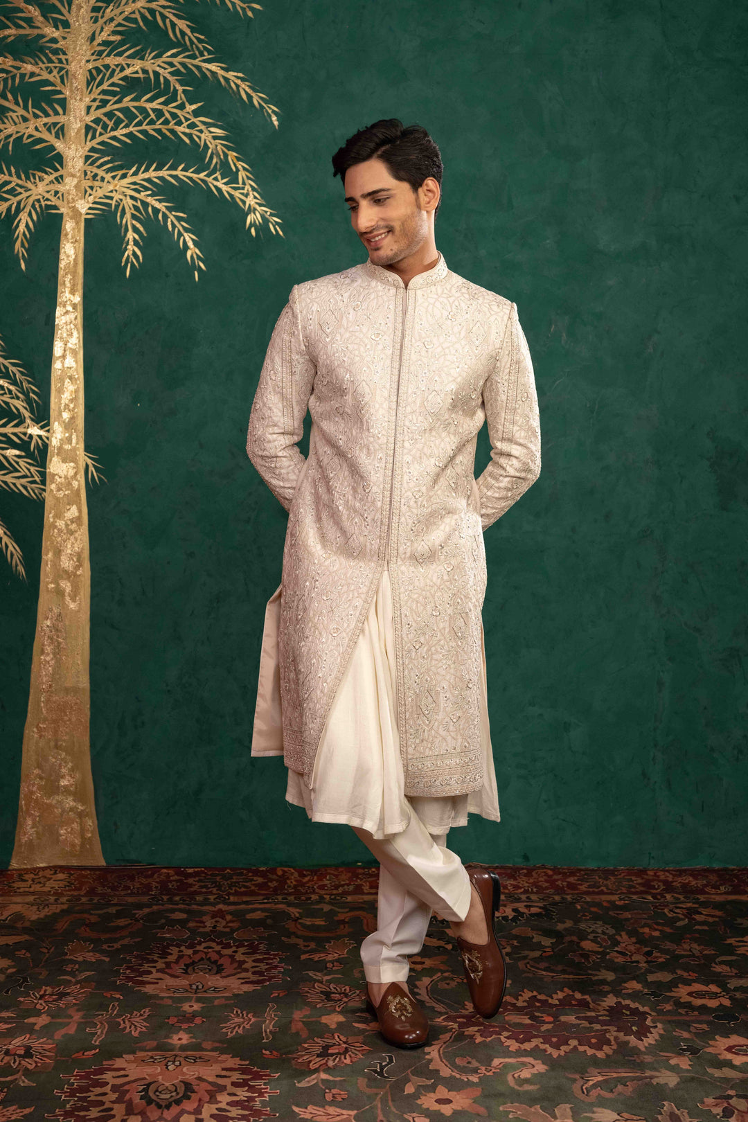 powder pink sherwani set – Image 7