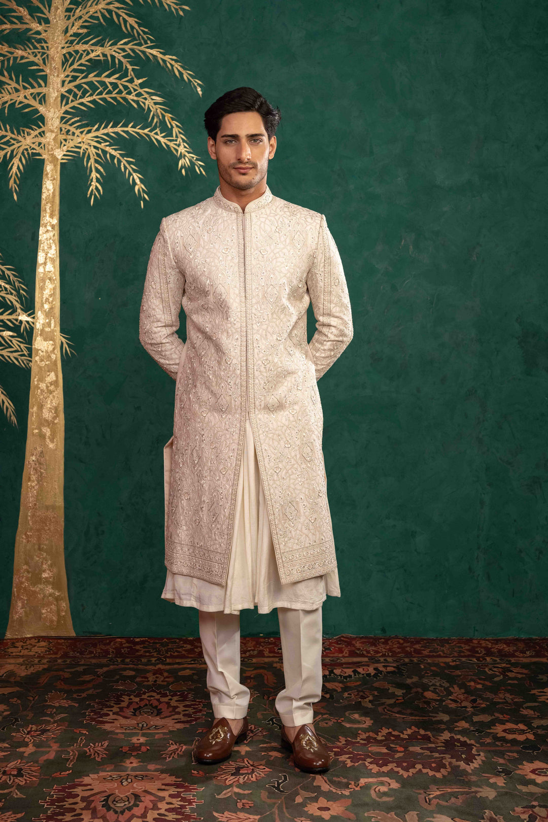 powder pink sherwani set – Image 6