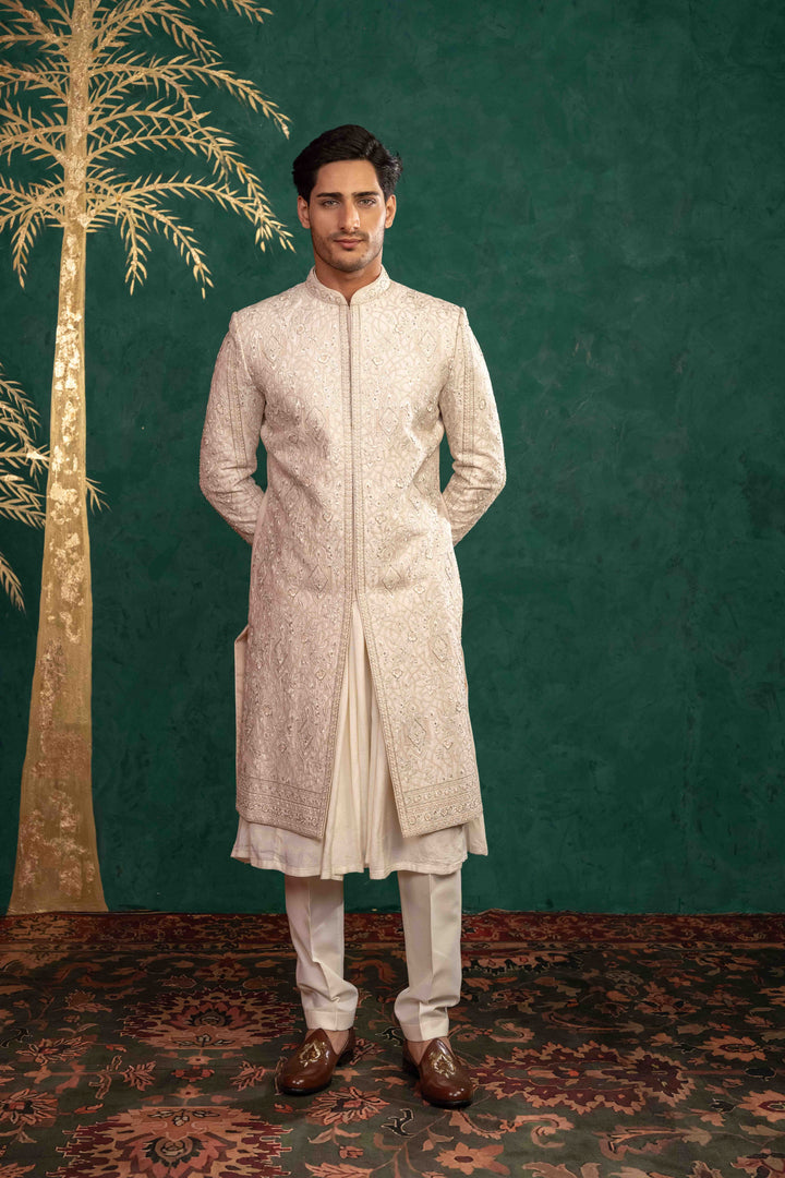 powder pink sherwani set