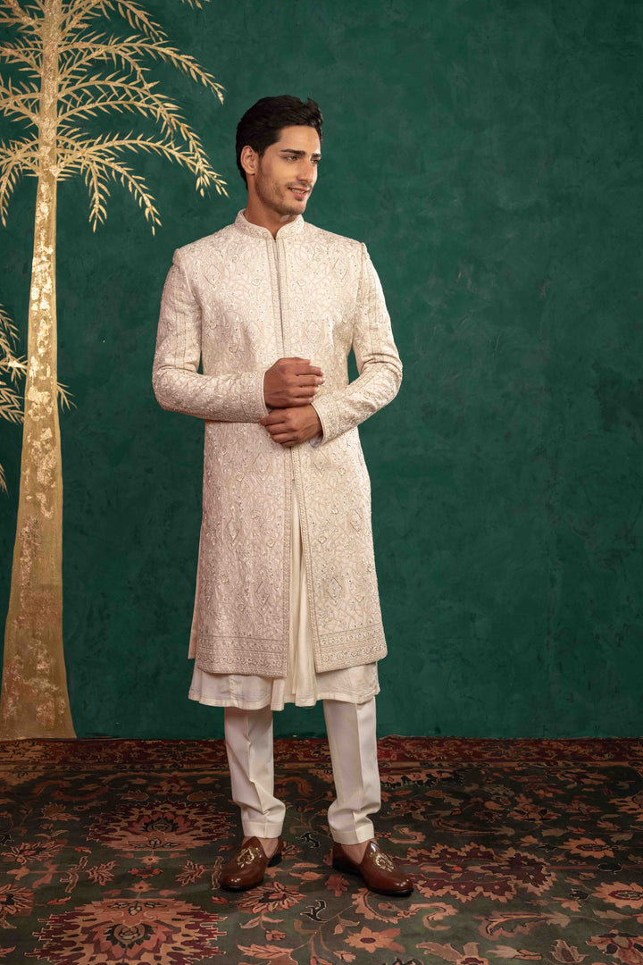 powder pink sherwani set