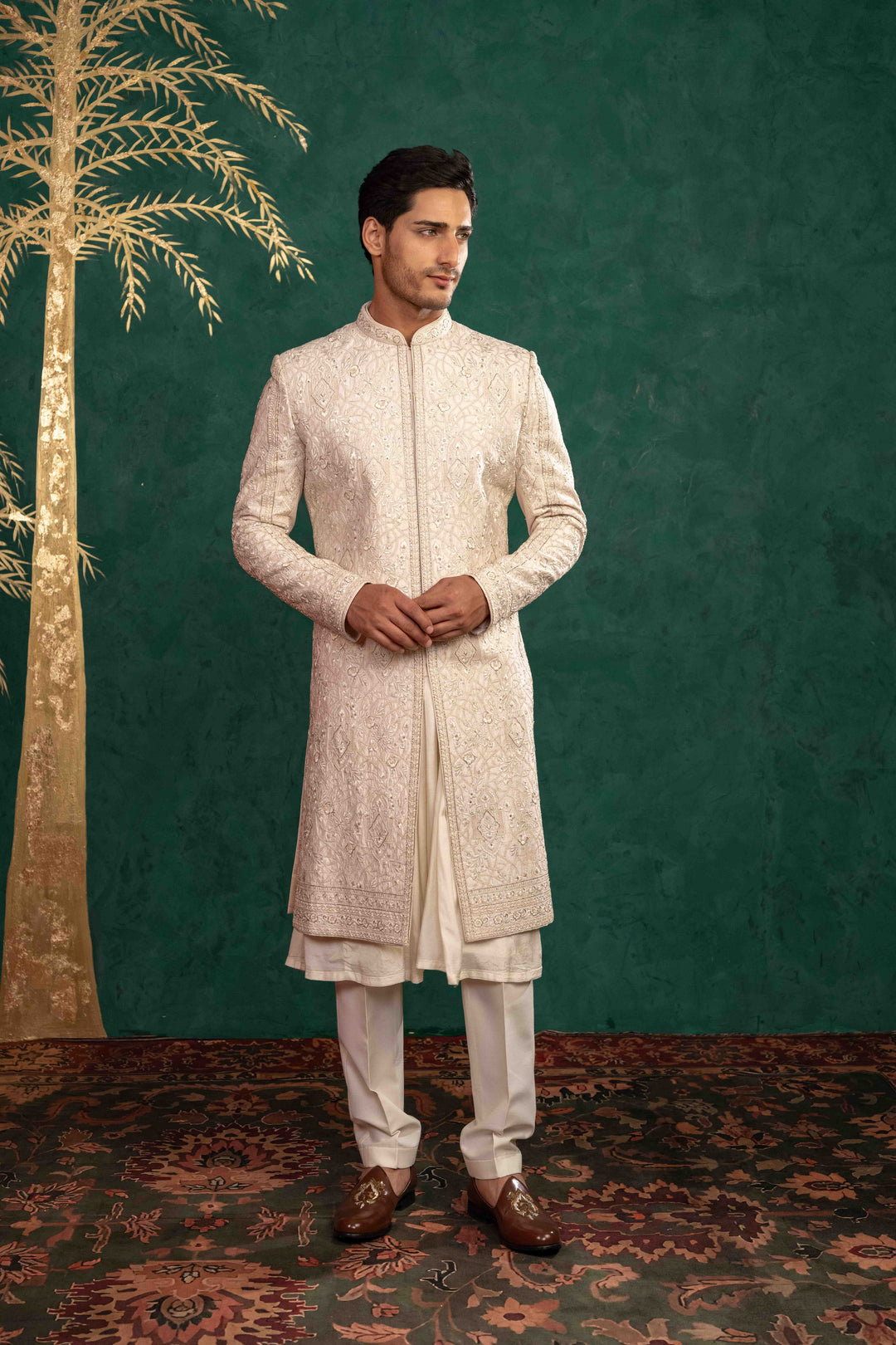 powder pink sherwani set – Image 4