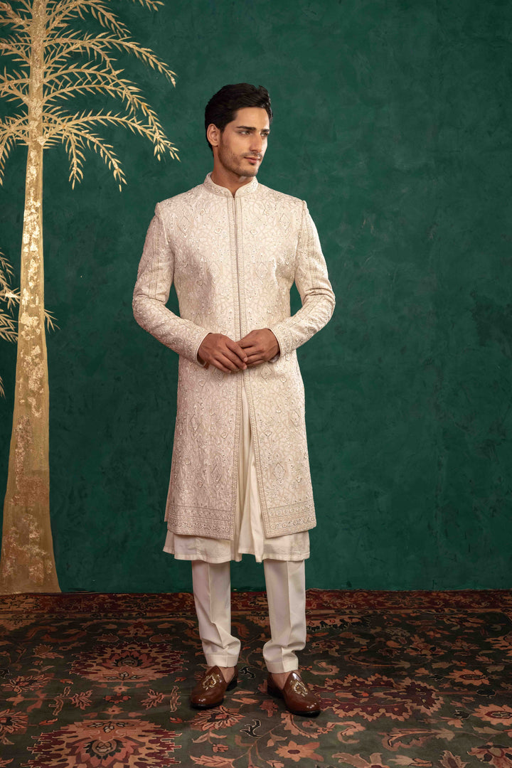 powder pink sherwani set