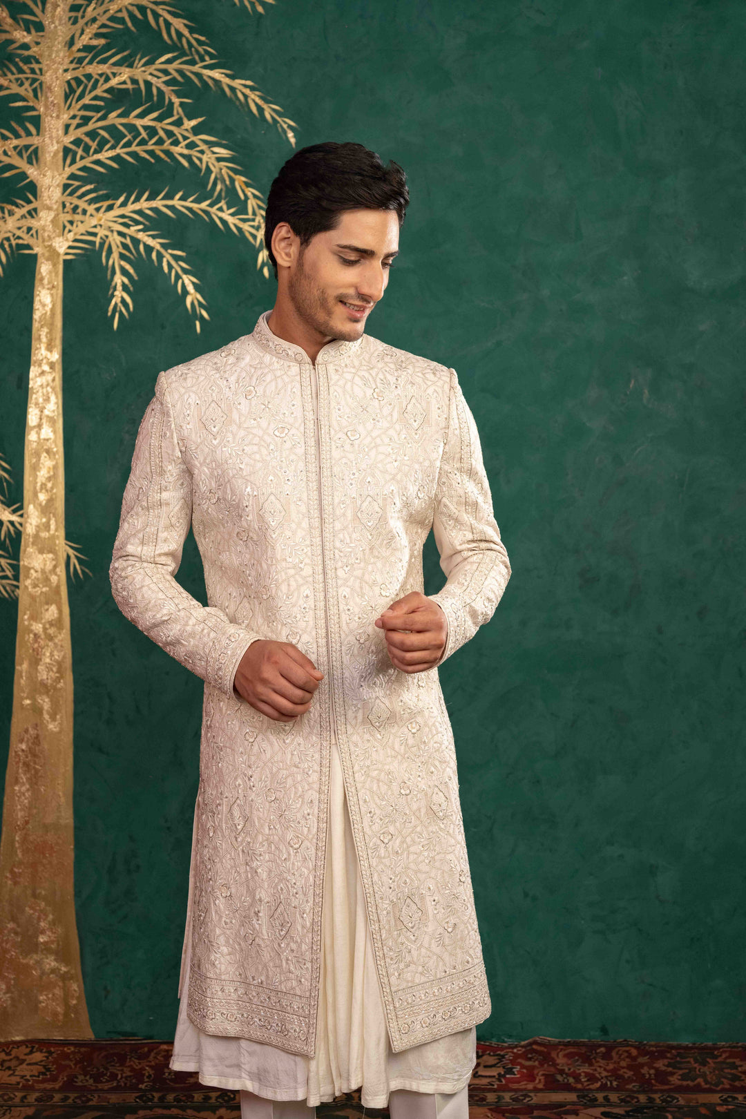 powder pink sherwani set – Image 21