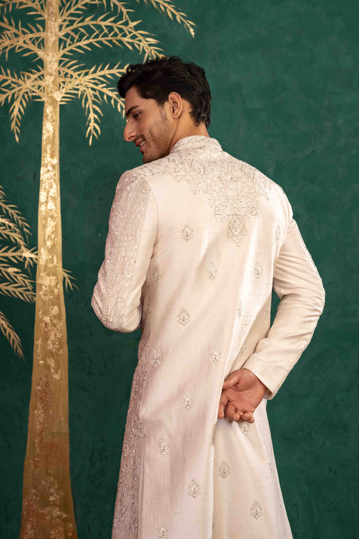 powder pink sherwani set
