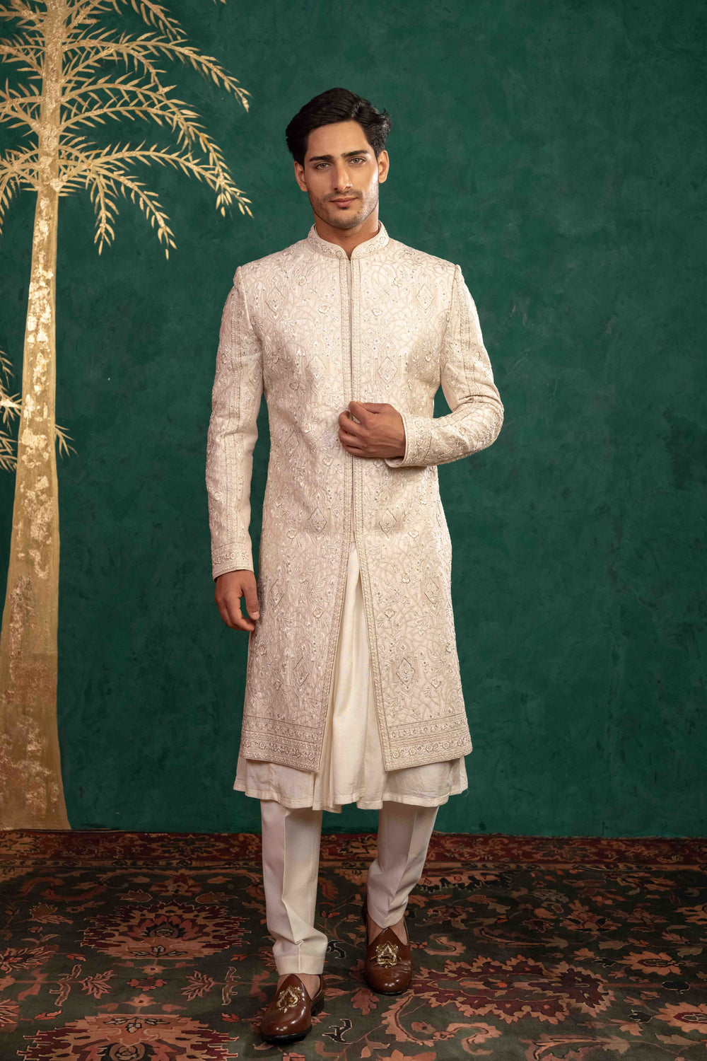 powder pink sherwani set