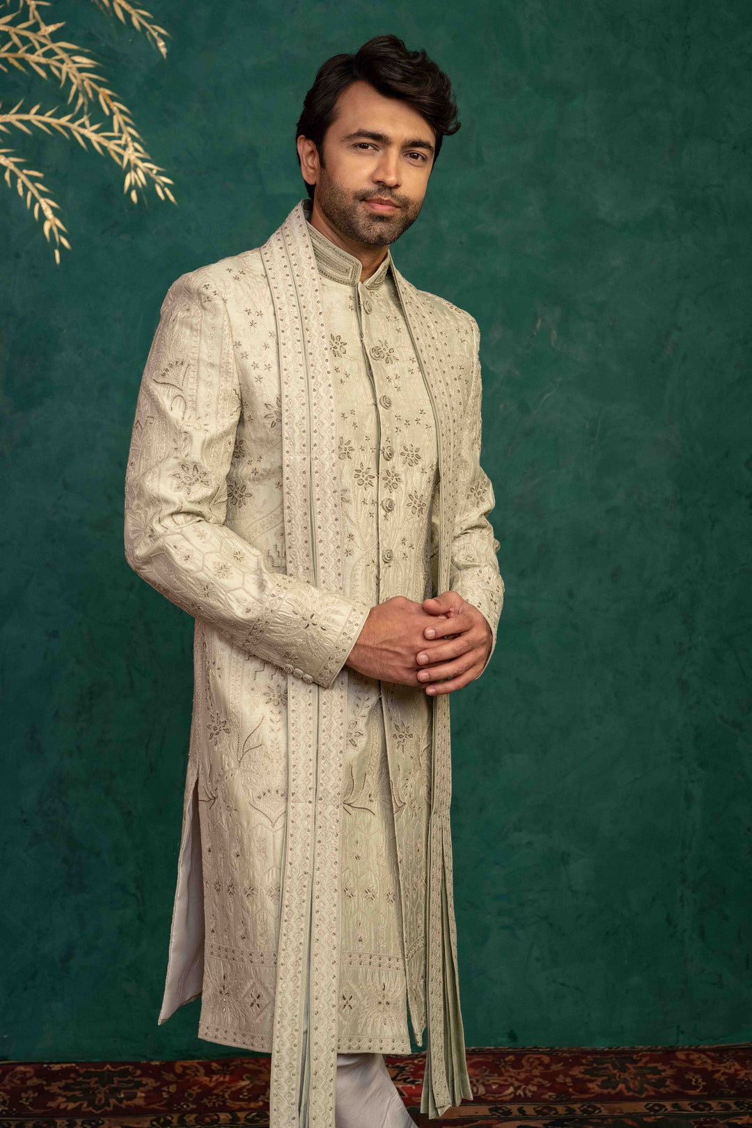 soft mint sherwani set – Image 12