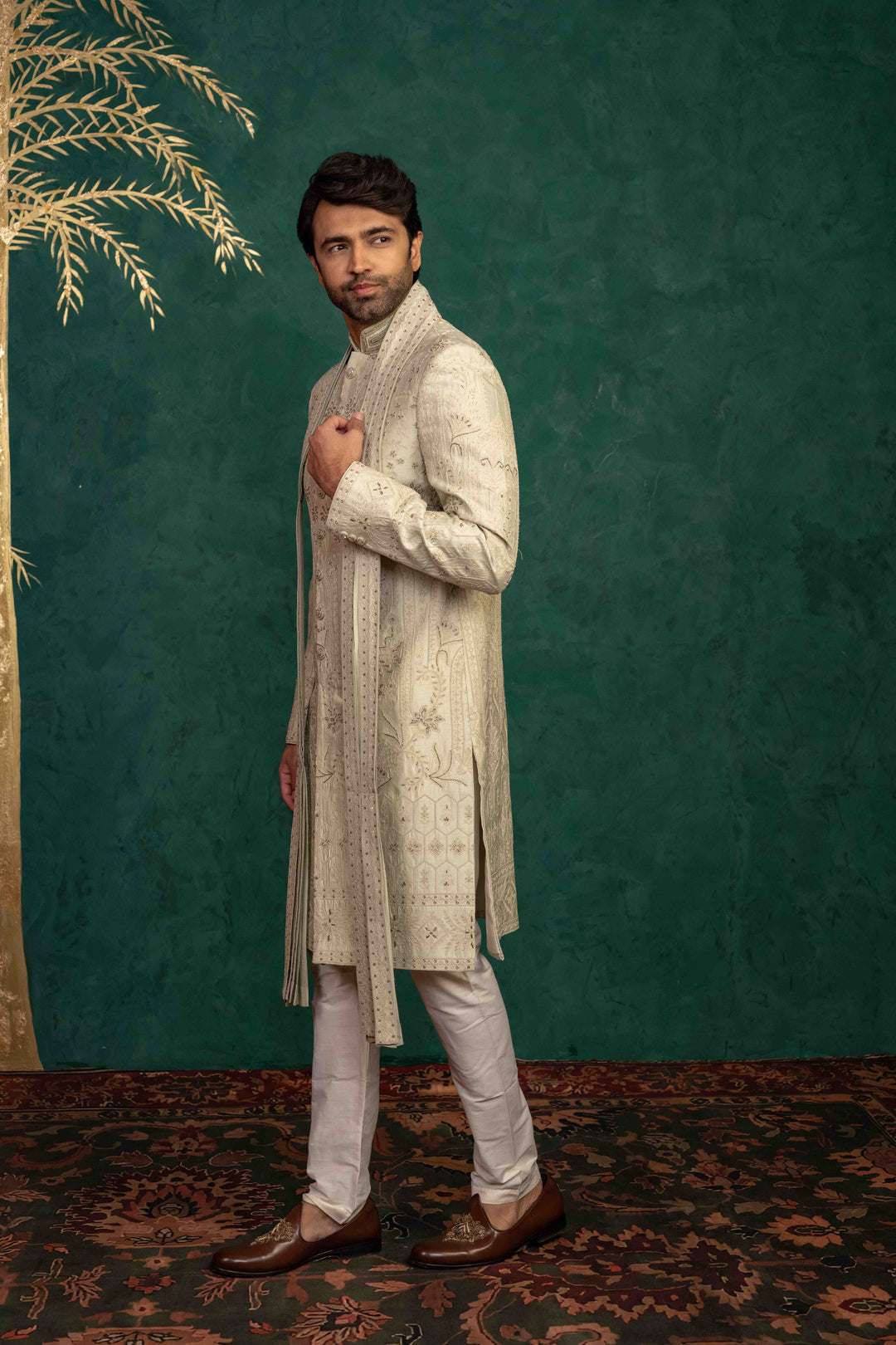 soft mint sherwani set – Image 10