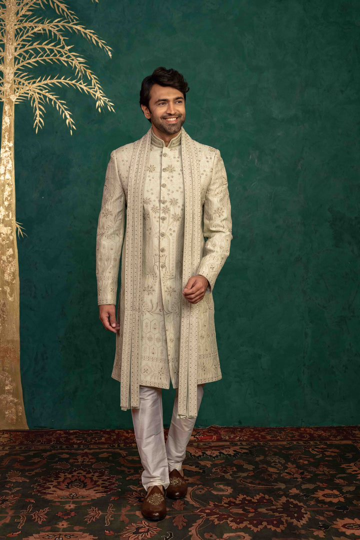 soft mint sherwani set