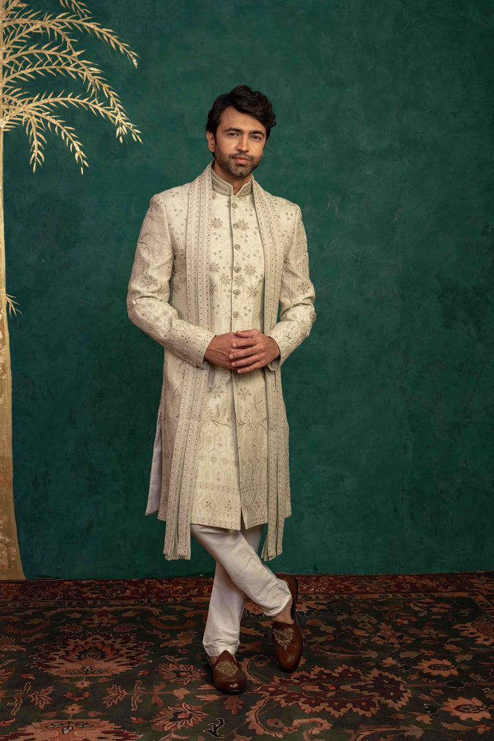 soft mint sherwani set
