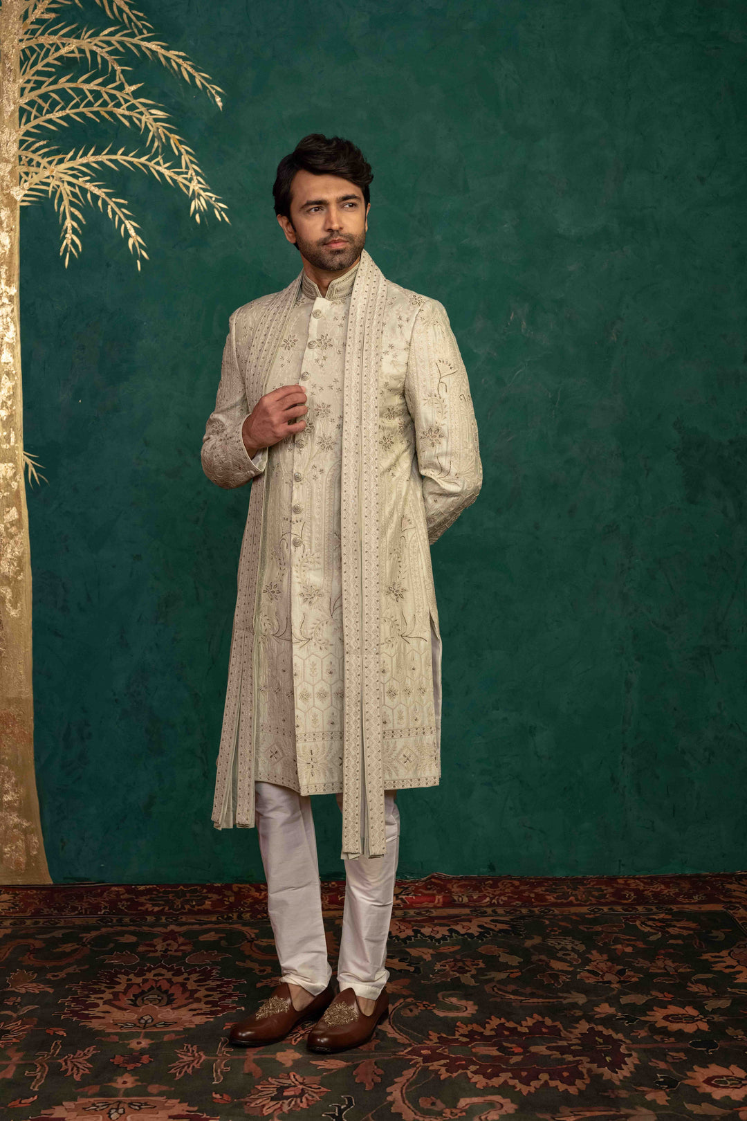 soft mint sherwani set – Image 6